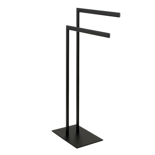 Pedestal Dual Towel Rack, Matte Black